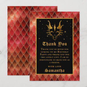 Red Dragon Scales Gold Imitate Glitzer Geburtstag Dankeskarte