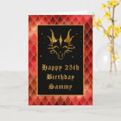 Red Dragon Scales Imitate Glitzer Happy Birthday Karte (Gelbe Blume)