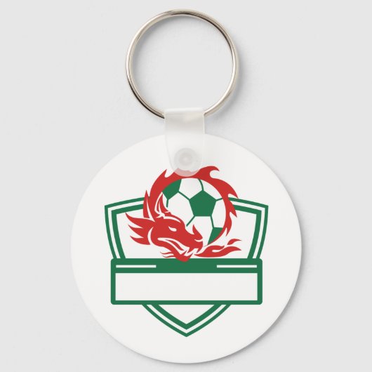 Red Dragon Soccer Ball Wappen Schlüsselanhänger (Vorderseite)