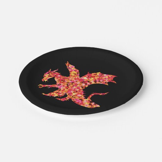 Red Dragon Splatted Paint Pappteller (Schrägansicht)