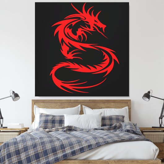Red Dragon Stretched Canvas Print Leinwanddruck (Insitu (Schlafzimmer))