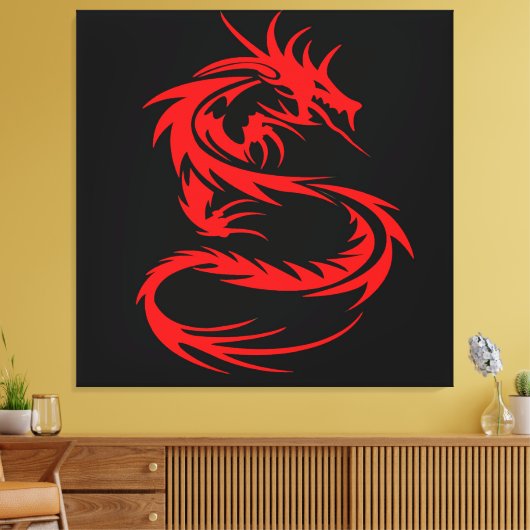 Red Dragon Stretched Canvas Print Leinwanddruck (Insitu (Wohnzimmer))