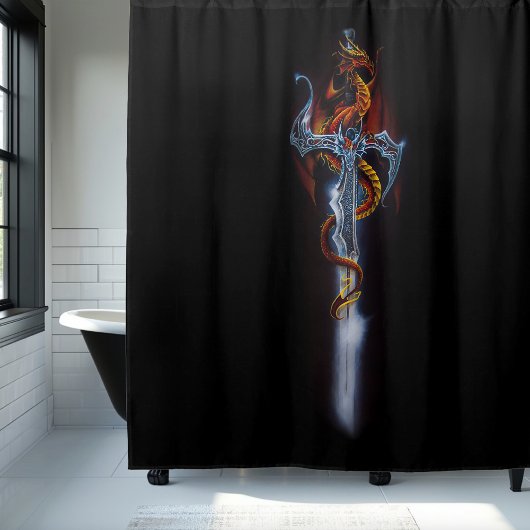 Red Dragon Sword Fantasy Duschvorhang