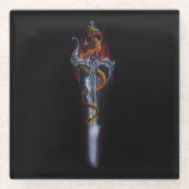 Red Dragon Sword Fantasy Glasuntersetzer (Vorderseite)