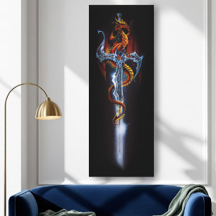 Red Dragon Sword Fantasy Leinwanddruck
