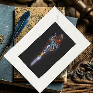Red Dragon Sword Fantasy Rechteckiger Aufkleber