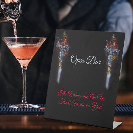 Red Dragon Sword Open Bar Sockelschild