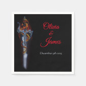 Red Dragon Sword Rose Fantasy Wedding Serviette (Vorderseite)