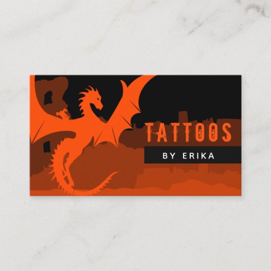 Red Dragon Tattoo Artist Social Media Modern Black Visitenkarte (Vorderseite)