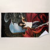 Red Dragon Urban Fantasy Strandtuch (Vorderseite)