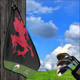 Red Dragon, Wales und Wales, mit Monogramm Cymru Golfhandtuch