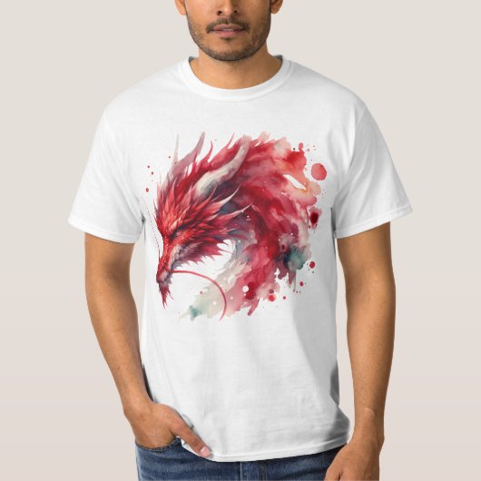 Red Dragon Water Color T - Shirt (Vorderseite)