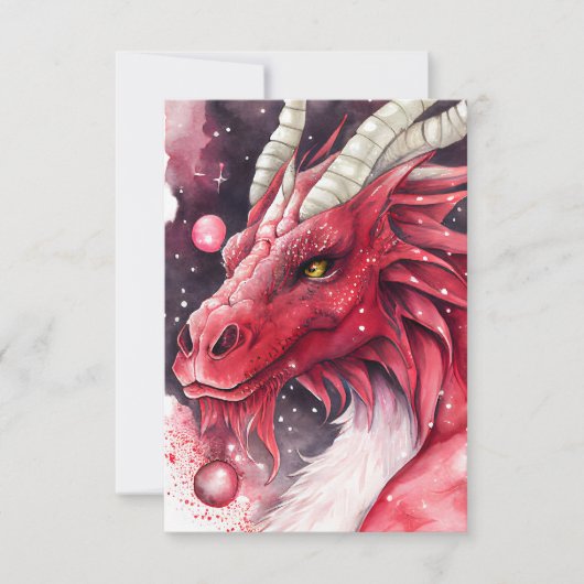 Red Dragon Watercolor Art Dankeskarte (Vorderseite)