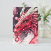 Red Dragon Watercolor Art Dankeskarte (Stehend Vorderseite)