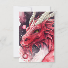 Red Dragon Watercolor Art Dankeskarte