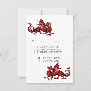 Red Dragon Wedding Response Card RSVP Karte