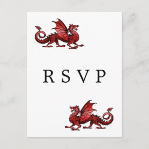 Red Dragon Wedding RSVP Postcard Einladungspostkarte