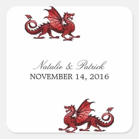 Red Dragon Wedding Stickers (Vorderseite)