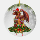 Red Dragon Weihnachtsmannmützen Bell Chrismas Gesc Keramik Ornament (Hinten)