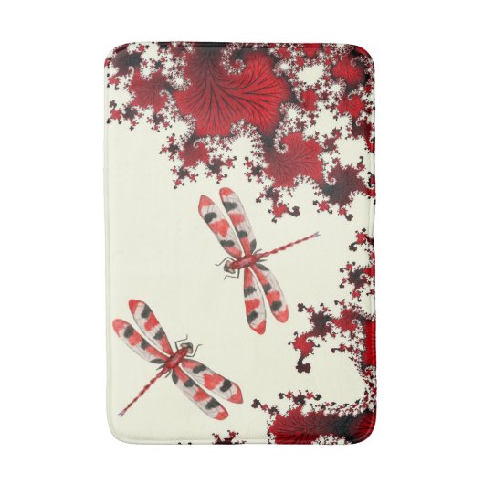 Red Dragonflies Bath Mat Badematte (Vorderseite Vertikal)