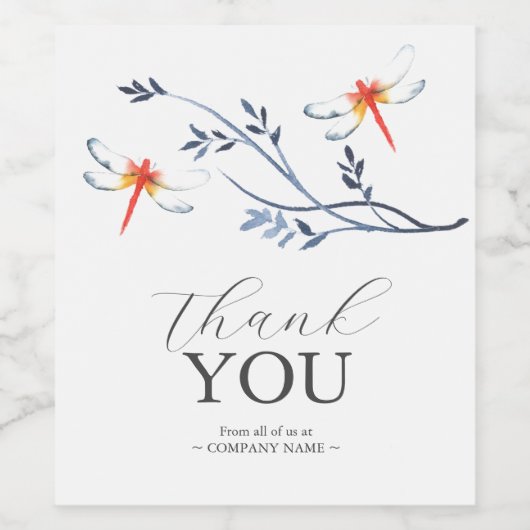 Red Dragonfly Weinlabel Danke Weinetikett (Einzelnes Label)