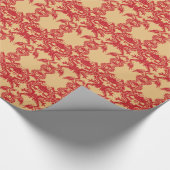 Red Dragons auf Gold Hintergrundpapier Geschenkpapier (Ecke)