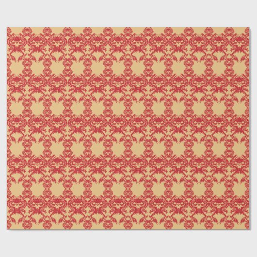 Red Dragons auf Gold Hintergrundpapier Geschenkpapier (Flach)