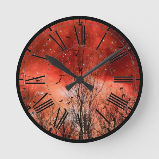Red Dream Sky Acrylic Wall Clock Runde Wanduhr (Vorderseite)