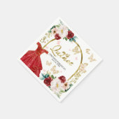 Red Dress Butterfly Quinceanera Napkins Serviette (Ecke)