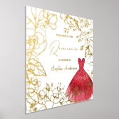 Red Dress Gold Floral Blätter Quinceanera Gold Foliendrucke (Ablage )