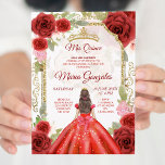 Red Dress & Rose Mexikanisches Quinceanera Einladu Einladung<br><div class="desc">Red Dress & Rose Mexican Quinceanera Einladung Mis Quince Anos,  15.</div>