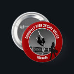 Red Drill Team Photo High School Dancer Button<br><div class="desc">This cool customized high school drill team photo gift features white typography of your team and dancer name on a red button with a silhouette of a girl holding pom poms in boots. Personalize with your student's photograph and class year as a proud parent. A mom and dad can wear...</div>