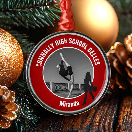 Red Drill Team Photo High School Dancer Christmas Ornament Aus Metall
