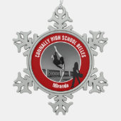 Red Drill Team Photo High School Dancer Schneeflocken Zinn-Ornament (Vorderseite)