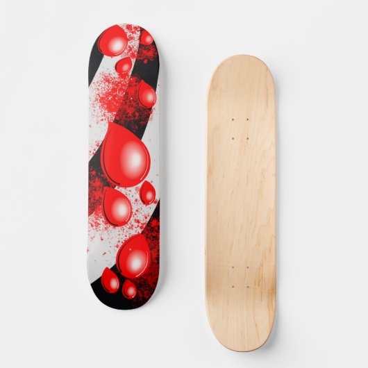 Red Drops – Abstract Skateboard Design (Vorderseite)