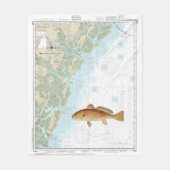 Red Drum auf Tybee Island to Doboy Sound Chart Fleecedecke (Vorderseite)
