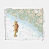 Red Drum auf Tybee Island to Doboy Sound Chart Fleecedecke (Vorderseite (Horizontal))