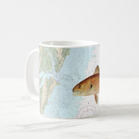 Red Drum auf Tybee Island to Doboy Sound Chart Kaffeetasse (Vorderseite Links)