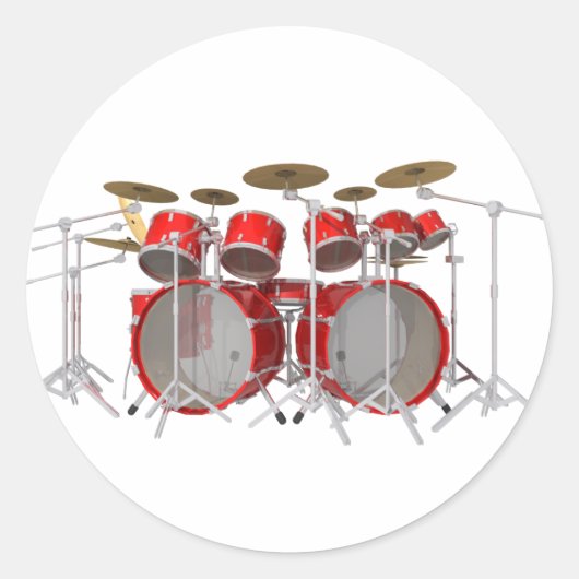 Red Drum Kit: 10 Stück: Runder Aufkleber (Vorderseite)