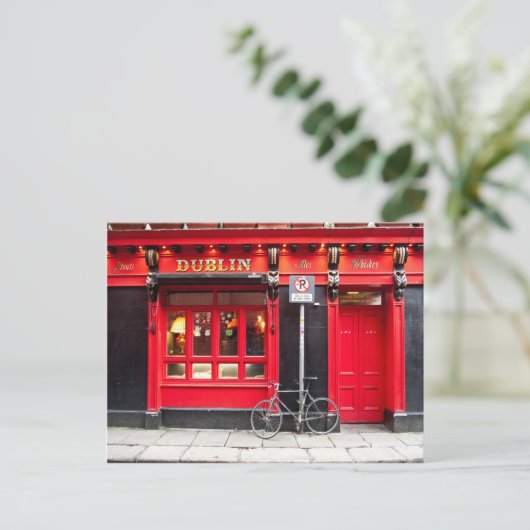 Red Dublin Pub Postkarte (Stehend Vorderseite)