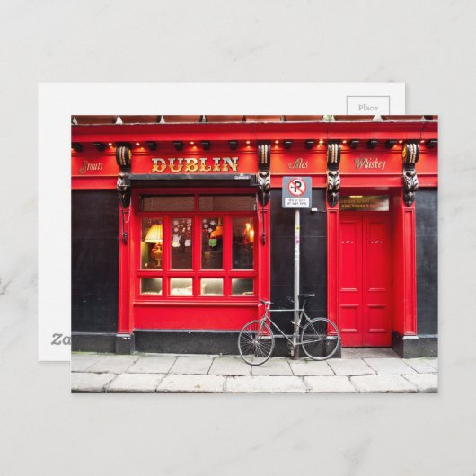 Red Dublin Pub Postkarte (Vorne/Hinten)