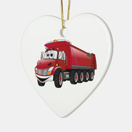 Red Dump Truck 10w Cartoon Keramikornament (Links)