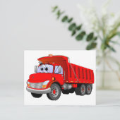 Red Dump Truck Cartoon Postkarte (Stehend Vorderseite)