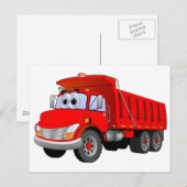 Red Dump Truck Cartoon Postkarte (Vorne/Hinten)