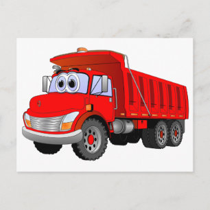 Red Dump Truck Cartoon Postkarte