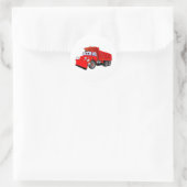 Red Dump Truck Cartoon Runder Aufkleber (Tasche)
