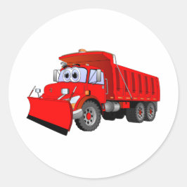 Red Dump Truck Cartoon Runder Aufkleber