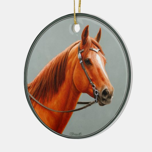 Red Dun Kastnut Sorrel Western Quarter Horse Keramikornament (Links)
