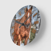 Red Dun Ranch Horse Animal Lover Foto Runde Wanduhr (Winkel)