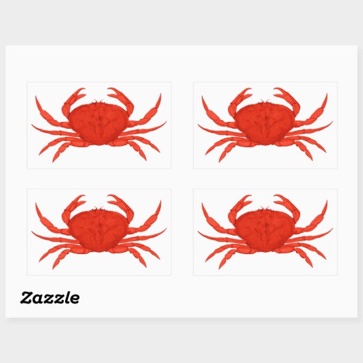 Red Dungeness Crab Logo Rechteckiger Aufkleber (Blatt)